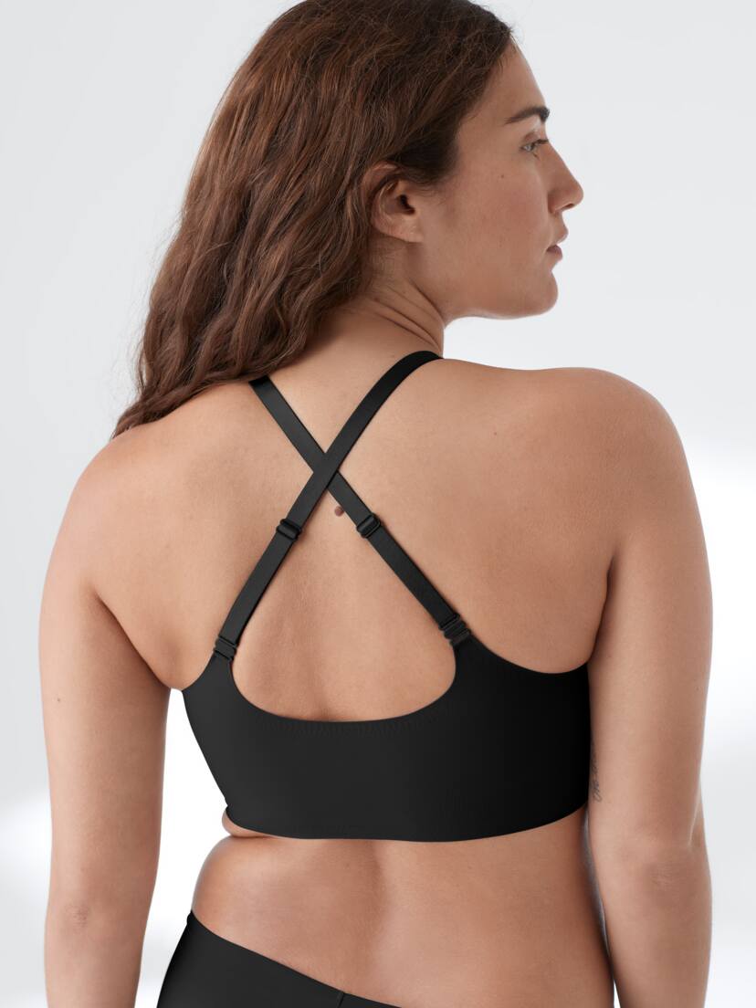 BOSS - Mixed-material triangle bra with branded band
